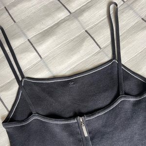 *Authentic* Vintage CHANEL grey logo tank top, zipper back, sz 40